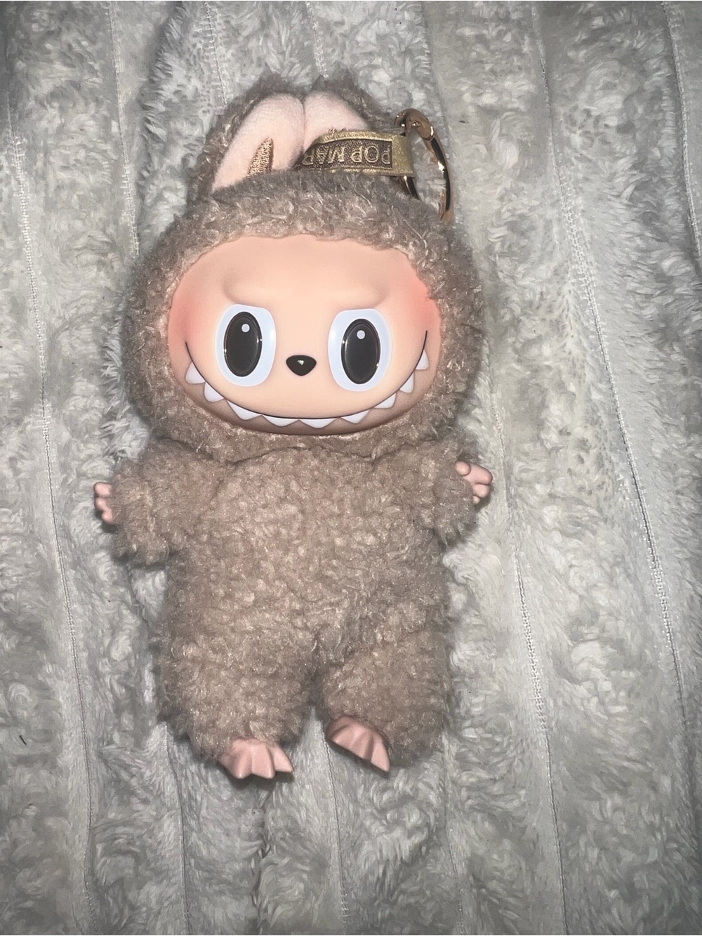 Pop Mart Beige Plush Keychain - Cute Monster Character